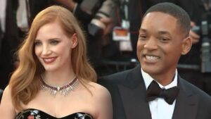 Jessica Chastain e Will Smith, vencedores de melhor atriz e ator em 2022.